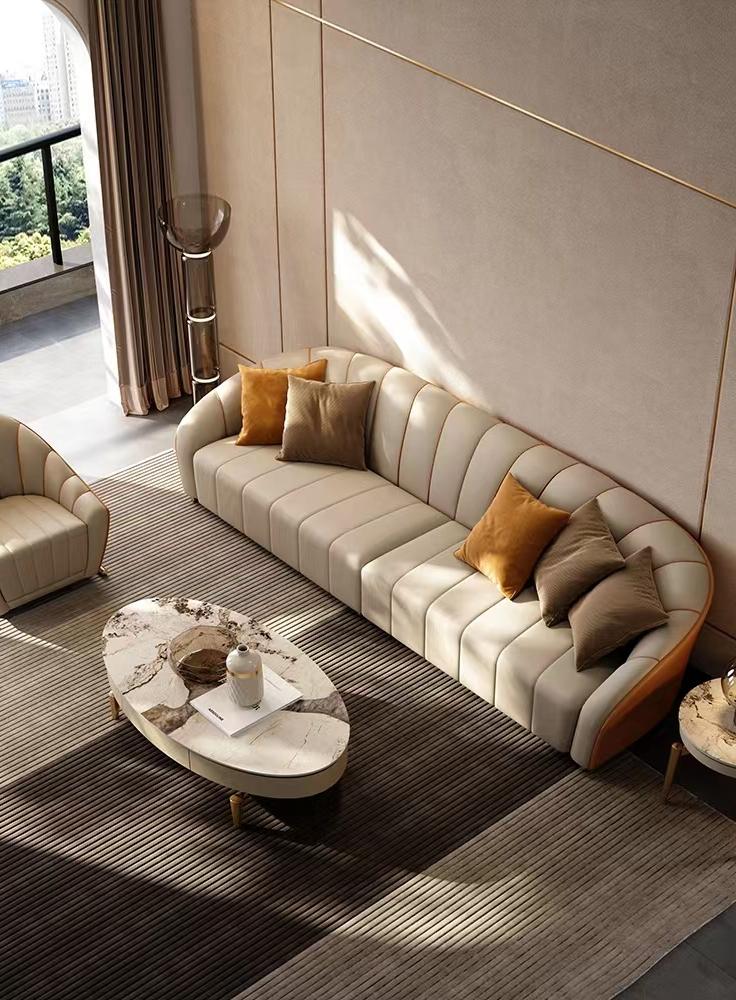 Minimalist Sepia Sofa Couch with Solid Color